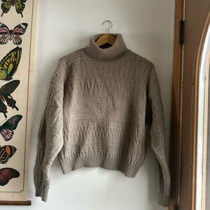 Vintage Gap 100% Wool Taupe Turtleneck Sweater